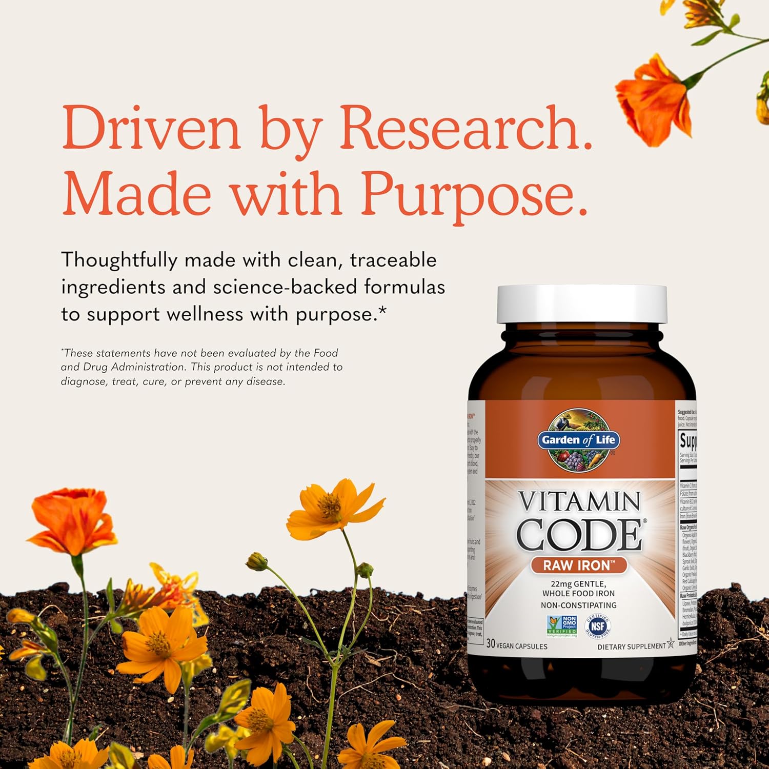 Garden of Life Vitamin Code Raw Iron - 30 Cápsulas Veganas