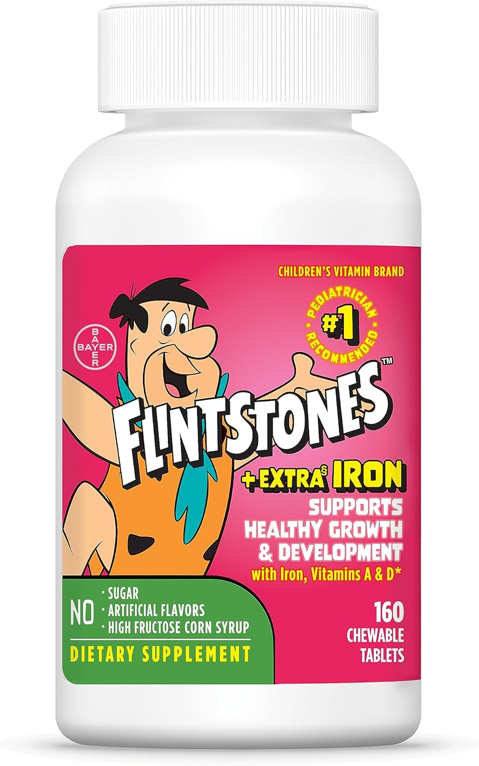 Flintstones Multivitamínico Infantil Masticable con Hierro Extra - 160 Comprimidos