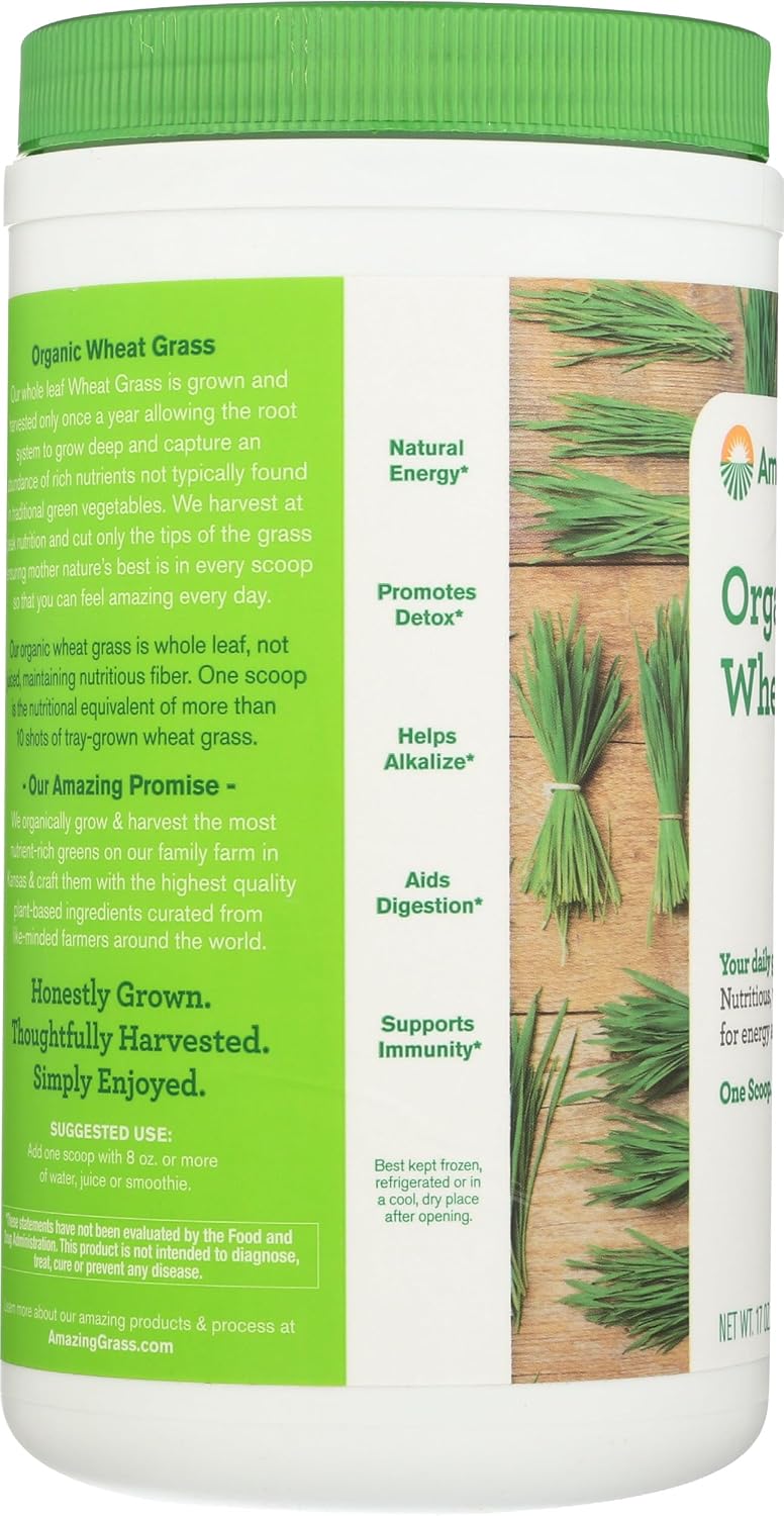 Amazing Grass Organic Wheat Grass Powder - 100% Whole Leaf - 60 Servings