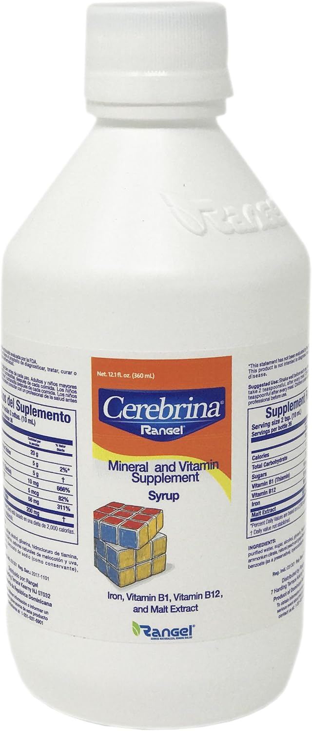 Vino Cerebrina Mineral and Vitamin Siplement Syrup - Suplemento Mineral y Vitaminico Rangel 12 OZ