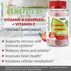 Health Supplied Gominolas de Complejo B con Vitamina C, Sabor Fresa - 120 Gominolas (4 Meses)