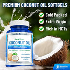 YounGlo Research Coconut Oil 1000 mg 100% Cold Pressed Organic Extra Virgin 180 Veggie Capsules