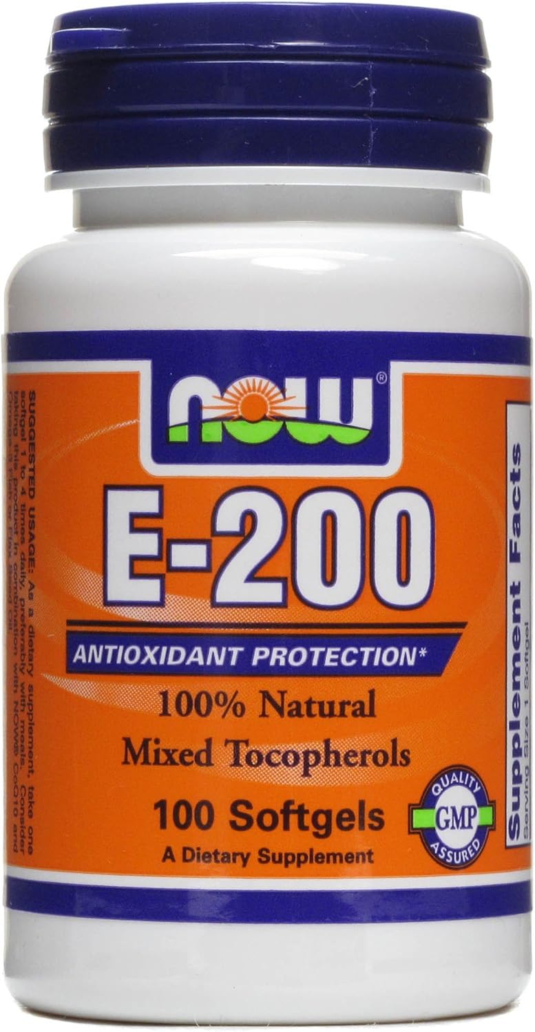 NOW Foods Vitamina E 200 UI 100 Cápsulas Blandas (Pack de 2)