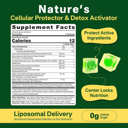 Suplemento de Sulforafano Liposomal 150mg - Gominolas con Extracto de Brócoli, Quercetina y Glutatión - 120 unidades – Image 2