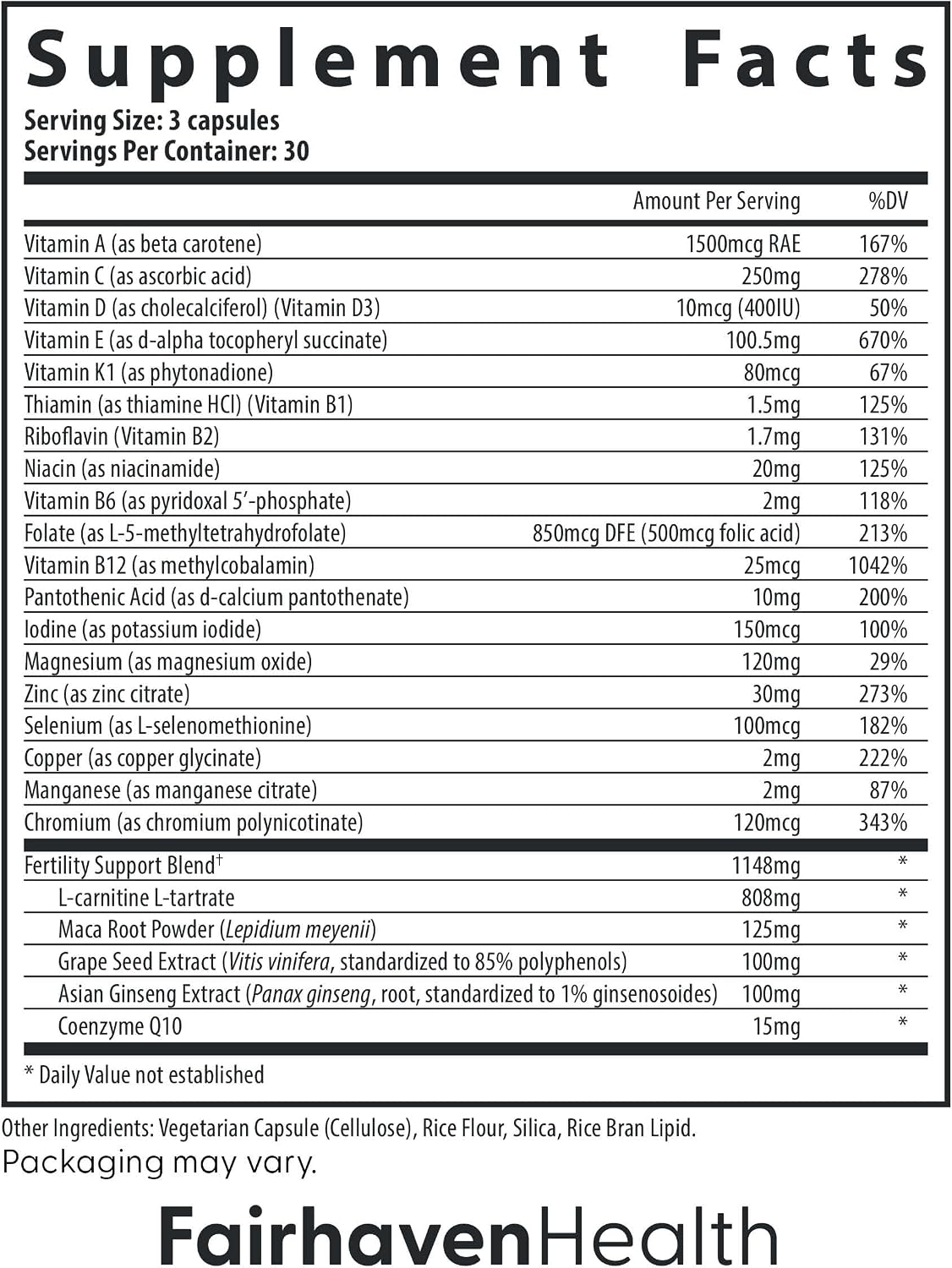 Fairhaven Health FertilAid para Hombres - Suplemento de Fertilidad Masculina con Zinc, Folato, CoQ10 y L-Carnitina - 90 Cápsulas
