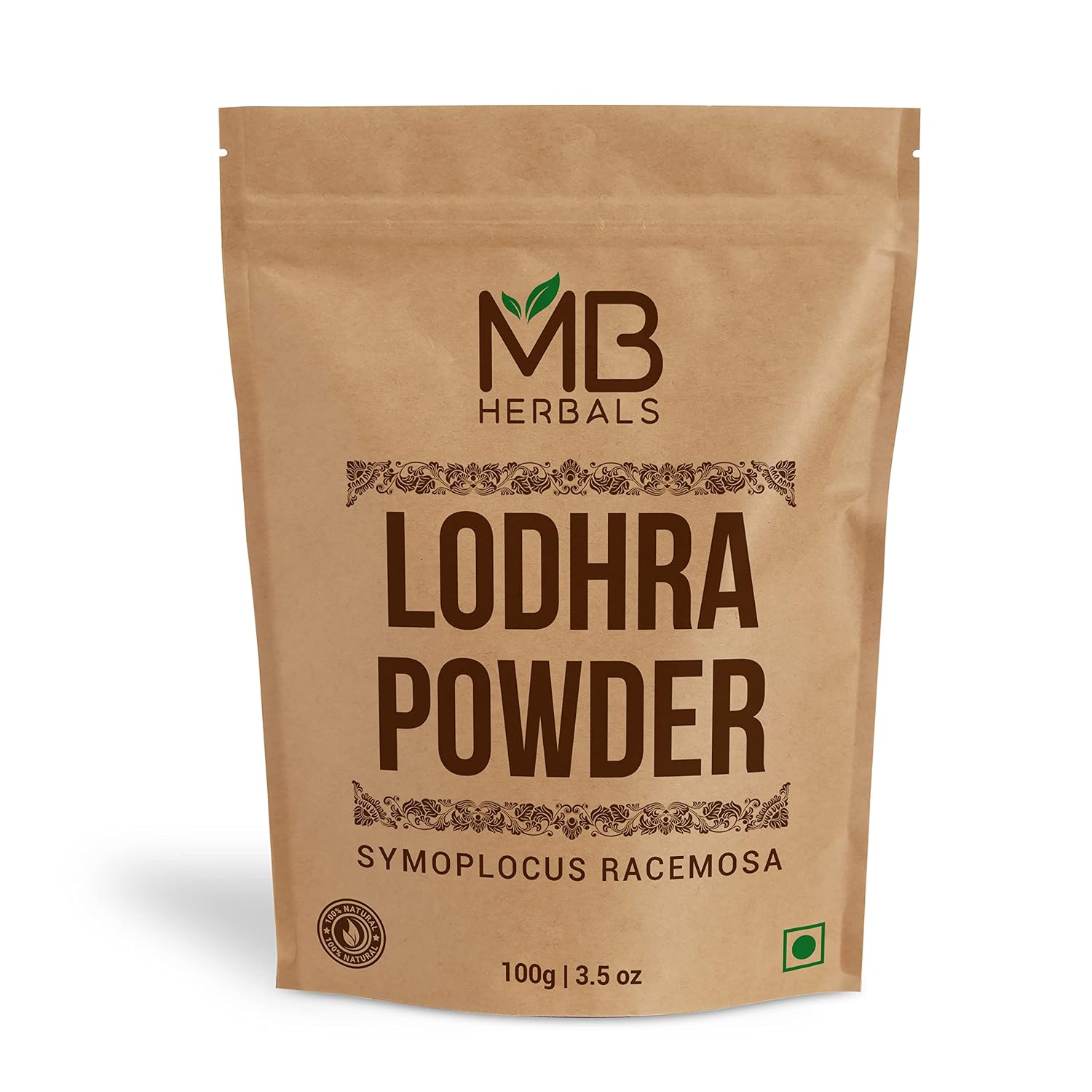 MB Herbals Lodhra Powder 100 g | Polvo de Symplocus racemosa | Complemento para el Cuidado de la Piel