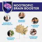 Brain Memory Supplement - 3X Strength Nootropics para Concentración y Claridad - 180 Cápsulas