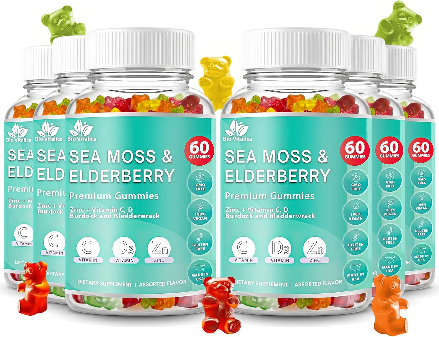 Gominolas de Musgo de Mar y Saúco con Vitaminas C, D y Zinc – 60 uds