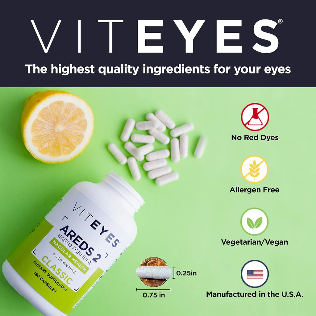 Viteyes AREDS 2 Cápsulas y Multivitamínico Acompañante, Dosis Única Diaria, Vitaminas para los Ojos, 3 Meses de Suministro