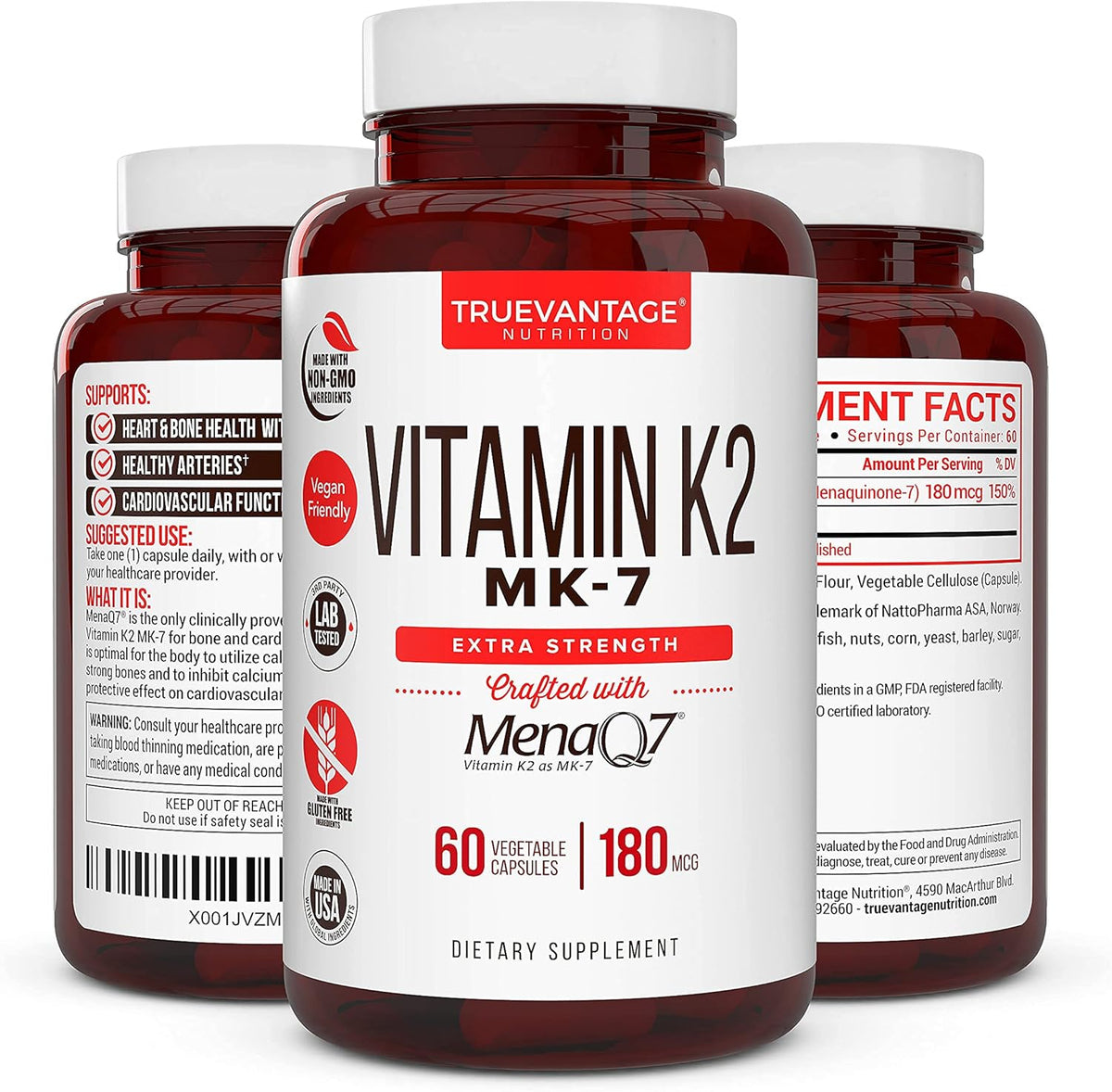 Suplemento de Vitamina K2 MK-7 180 mcg - MenaQ7 para la Salud Ósea y Cardiovascular - 60 Cápsulas Vegetales – Image 5