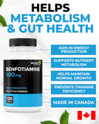 Renew Actives Benfotiamina 100 mg – Apoya la producción de energía y el bienestar general – Vegano, No transgénico, Sin gluten – 120 cápsulas