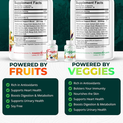 Daily Fruits and Veggies Supplement - 180 Cápsulas por Envase, Paquete de 2 - POWERED X PLANTS – Image 3