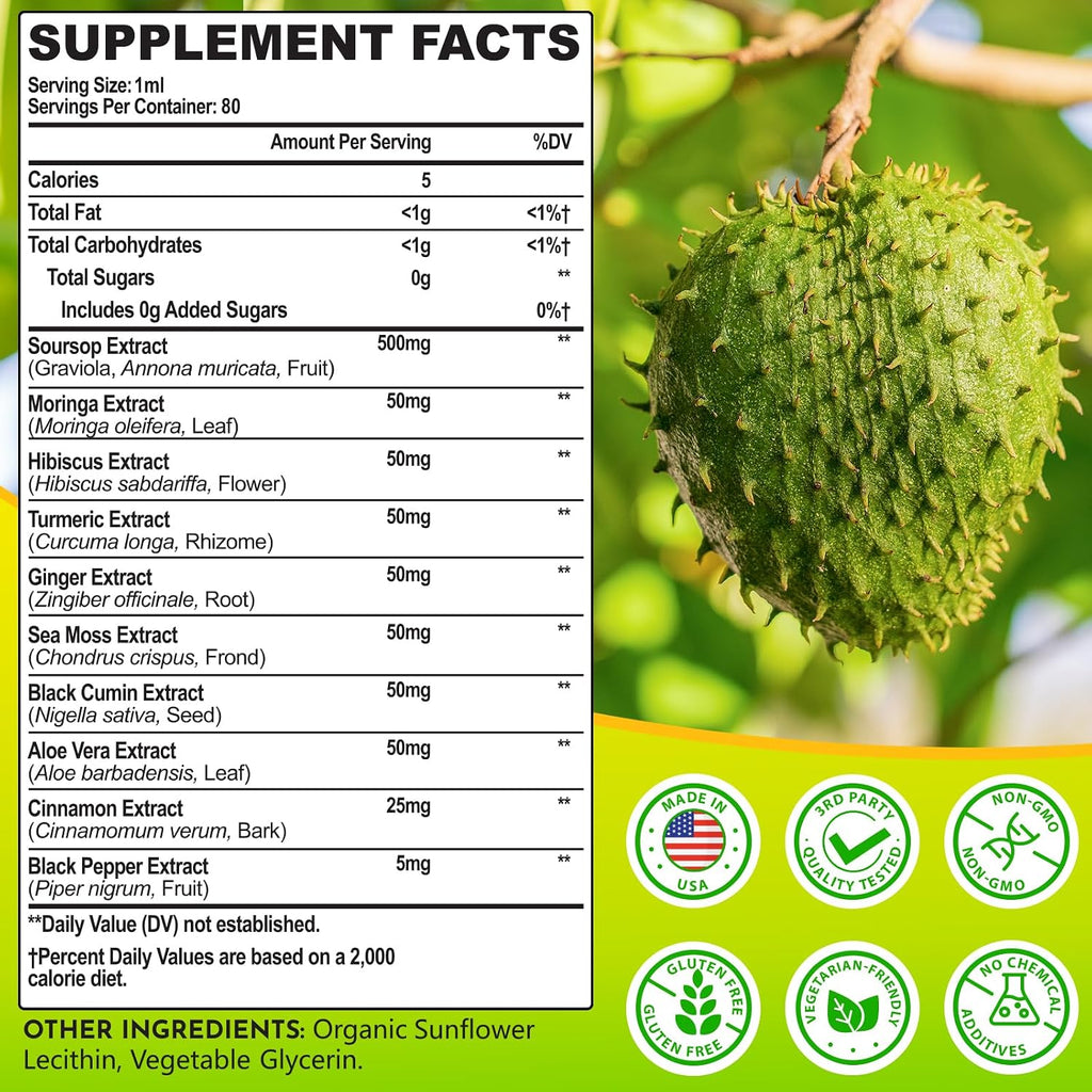 Soursop Bitters Líquido 10 en 1 con Extracto de Guanábana y Musgo de Mar - 80ml
