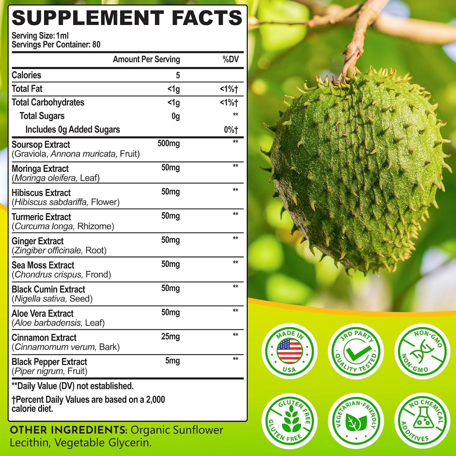Soursop Bitters Líquido 10 en 1 con Extracto de Guanábana y Musgo de Mar - 80ml