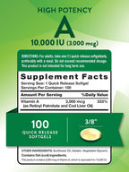 Nature's Truth Vitamina A 10000 IU, 100 Softgeles
