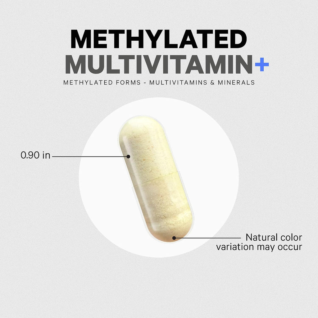 Codeage Multivitamínico Metilado - Complejo B, Vitaminas A, C, D, E, K2, B12 Metilcobalamina, L-Metilfolato, Magnesio, CoQ10, DIM, Probióticos - 90 Cápsulas