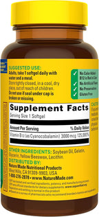 Nature Made Vitamina B12 Extra Strength 3000 mcg, 60 Cápsulas Blandas
