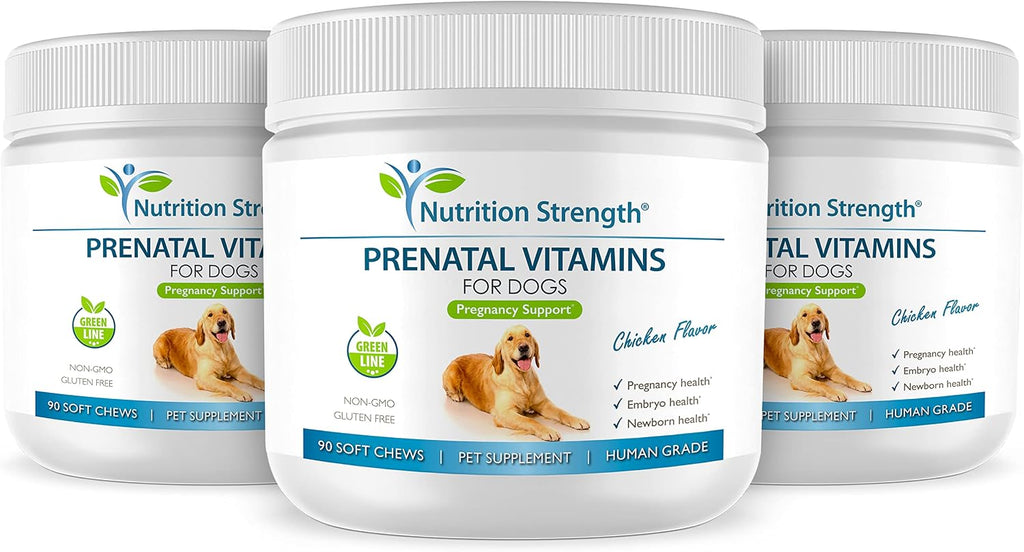 Nutrition Strength Vitaminas prenatales para perros | 90 masticables suaves
