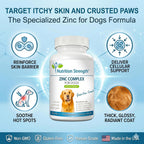 Nutrition Strength Zinc para Perros - Apoyo a la Piel y el Pelaje, Crecimiento Normal, Función Inmune y Metabolismo Celular, con Biotina, Folato, Selenio y Vitamina E, 120 Comprimidos Masticables
