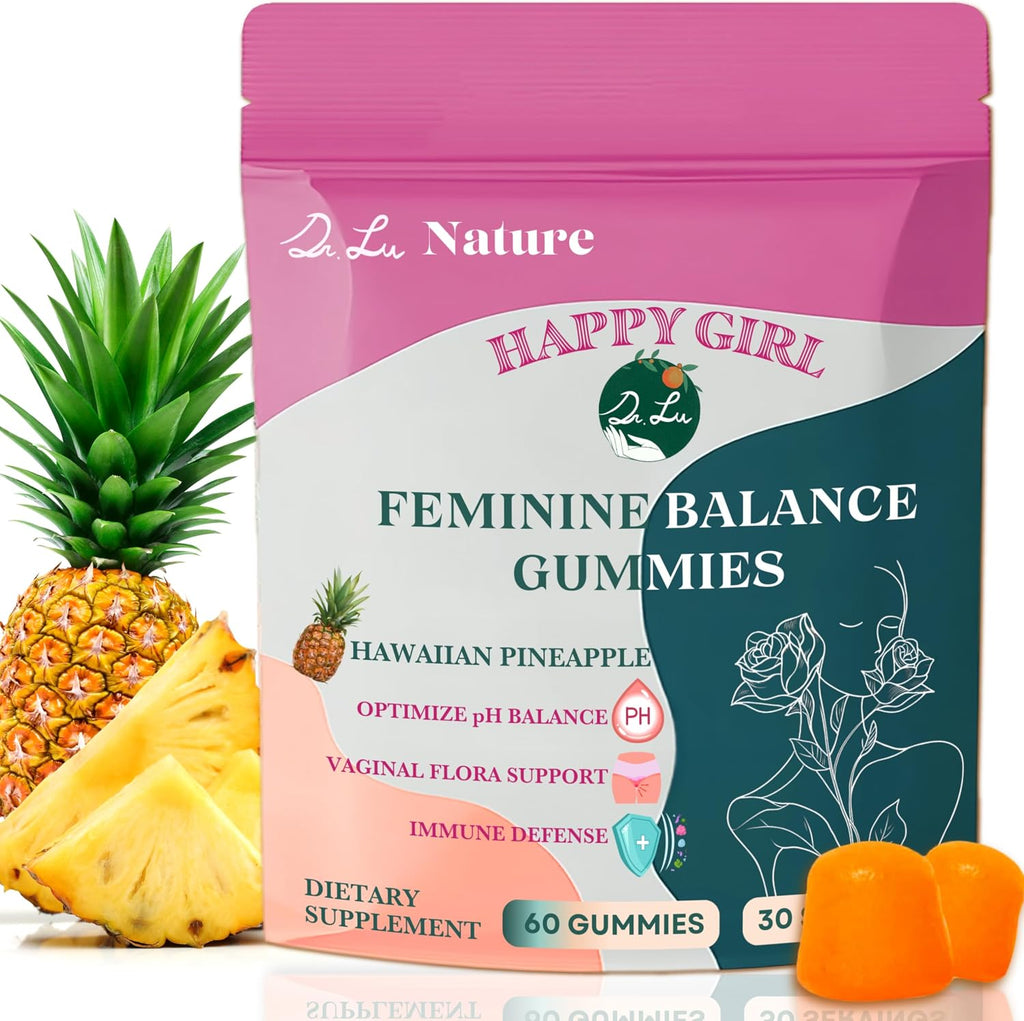 Dr. Lu Happy Girl Gominolas para el Equilibrio Femenino | Sabor a Piña con Probióticos | Sin Azúcar, Vegano - 60 Unidades