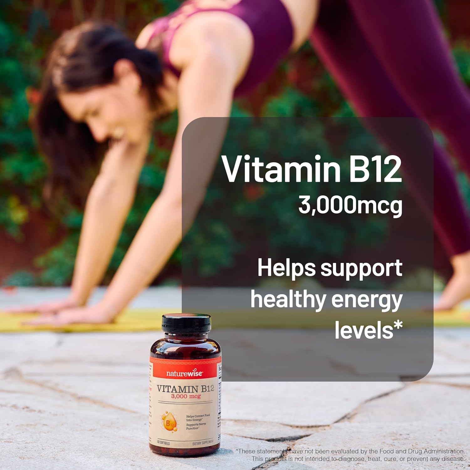 NatureWise Vitamina B12 3000 mcg - Complemento para Energía y Sistema Nervioso - 60 Cápsulas Blandas