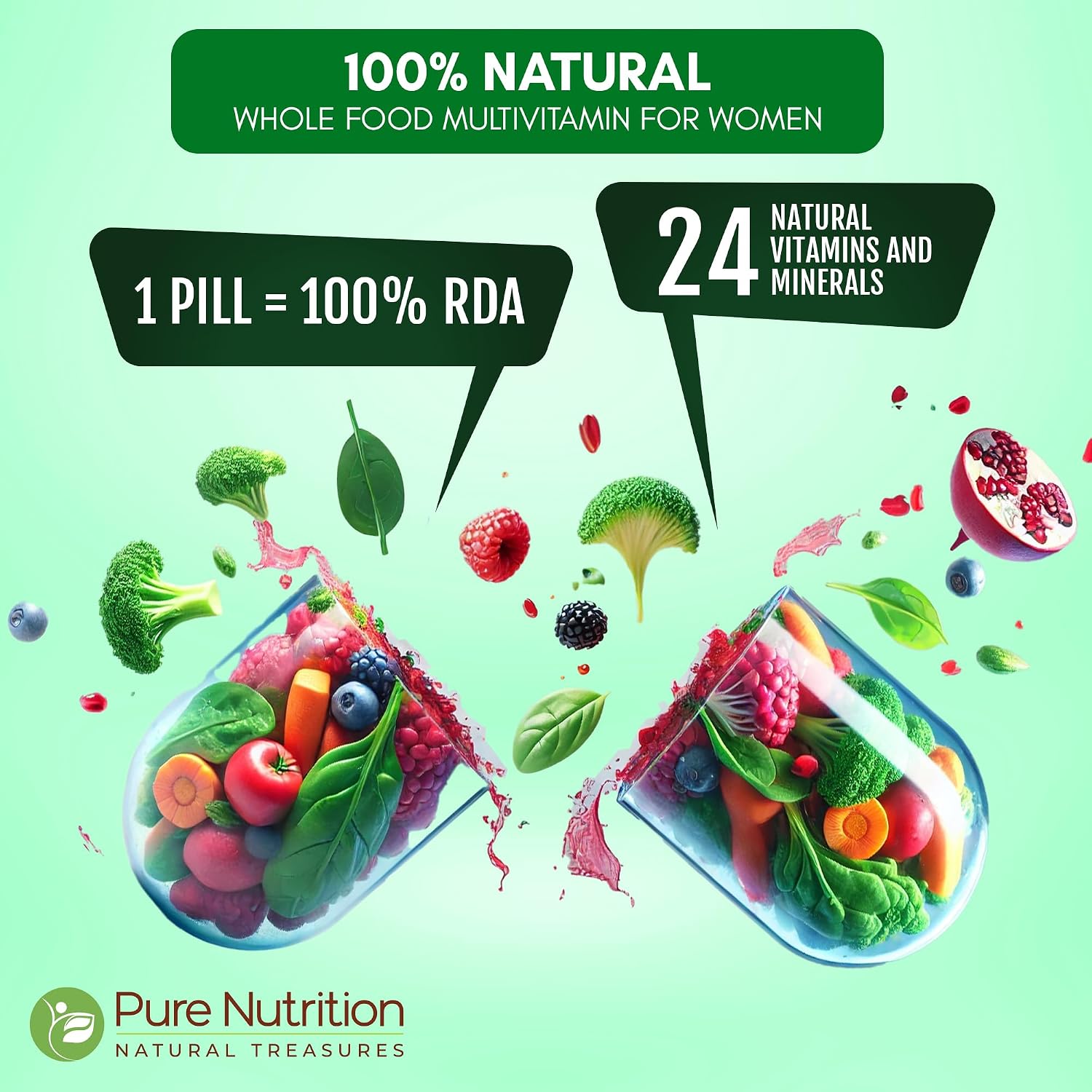 Pure Nutrition Multivitamínico Integral para Mujeres – 60 Comprimidos Veganos