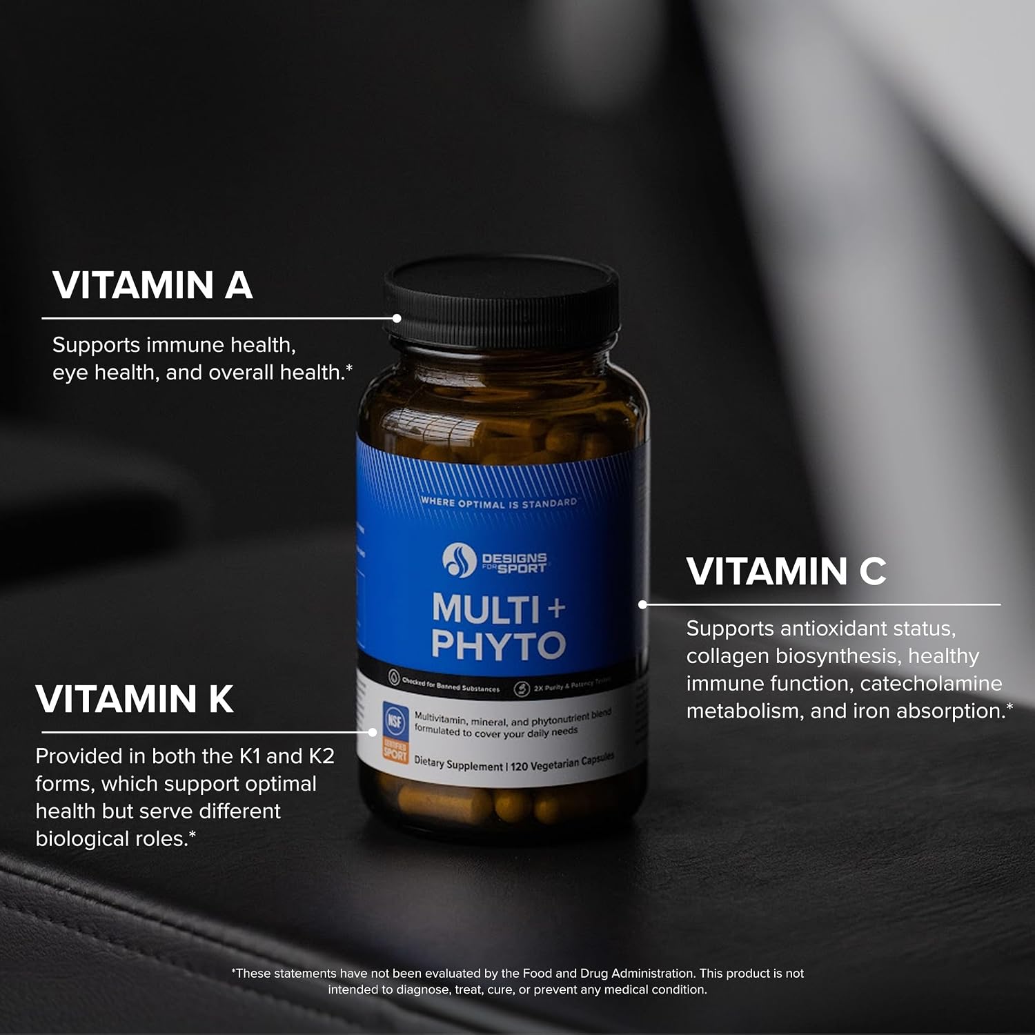 Designs for Sport Multi Plus Phyto - Multivitamínico completo con fitonutrientes para deportistas - 120 cápsulas