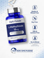 Carlyle L-Metilfolato 15 mg | 120 Cápsulas | Máxima Potencia | Optimizado y Activado | No GMO, Sin Gluten