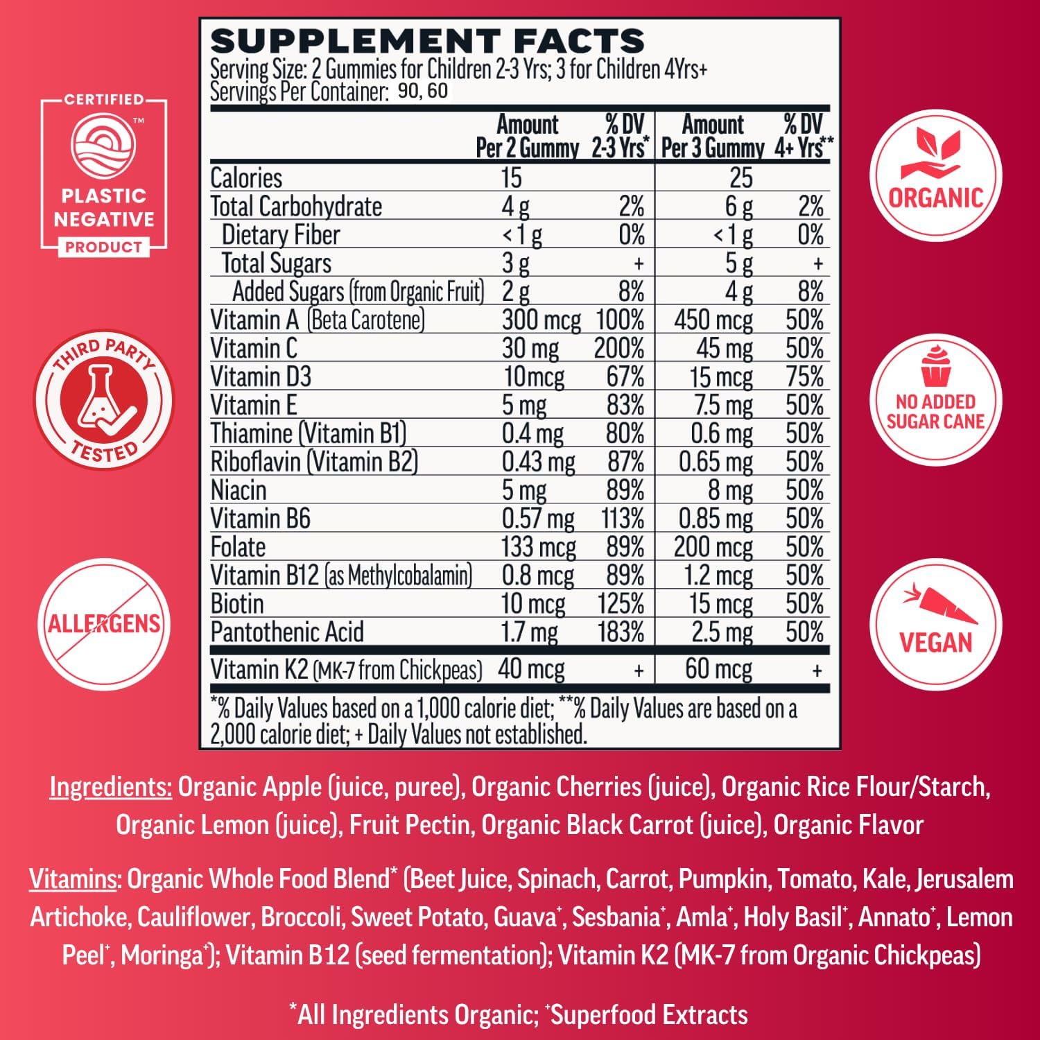 Llama Naturals Gomitas Multivitamínicas para Niños - Cherry, 180 uds.