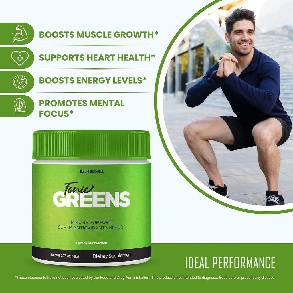 Tonic Greens Powder Vitamin Supplement Advanced Formula - Natural Green Blend Energy Supplement with BCAA (5 Pack)