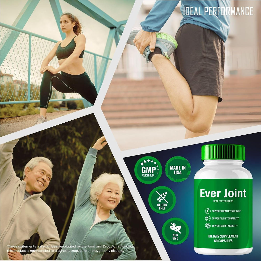 Ever Joint Supplements Capsules - Apoyo Articular Extra Fuerte, Fórmula Natural (60 Cápsulas)