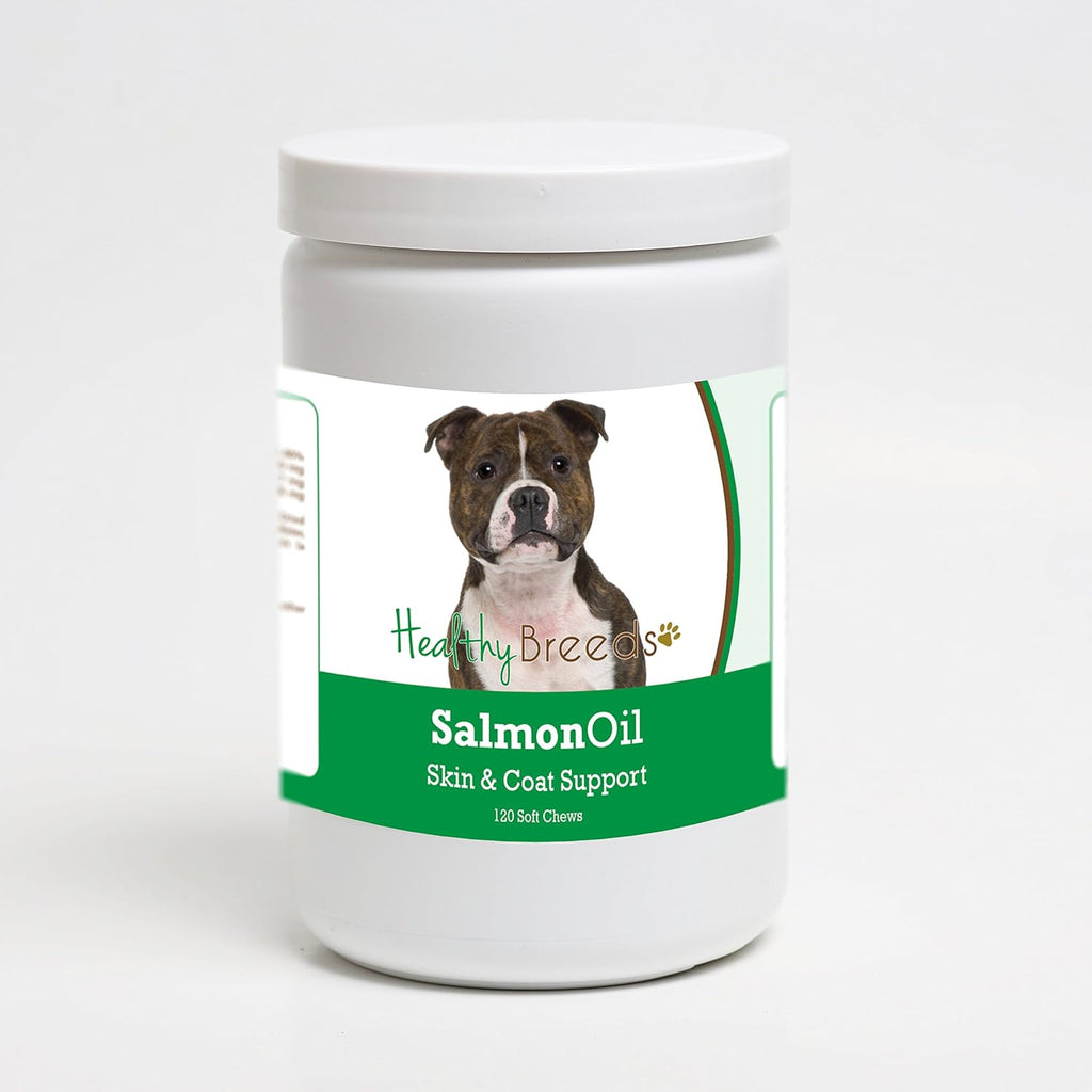 Healthy Breeds Staffordshire Bull Terrier - Snacks blandos de aceite de salmón, 120 unidades