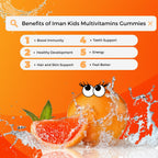Iman Vitamins Gominolas Multivitamínicas Halal para Niños | Vitaminas C, D, Zinc, A, E, B6, B12, Biotina, Folato, Inositol | 90 Gominolas