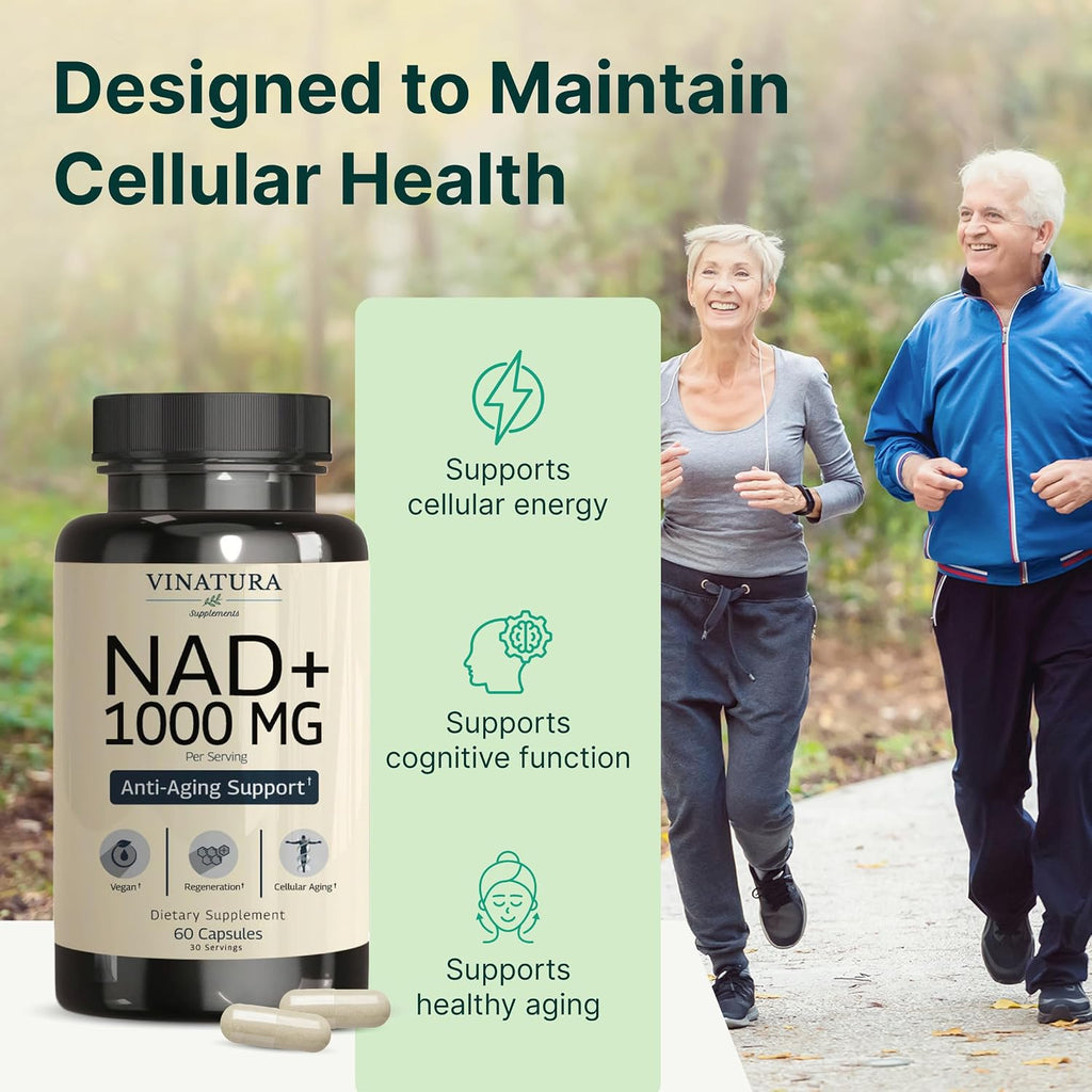 VINATURA Suplemento de NAD 1000 mg - NAD+ Puro para el Apoyo Celular
