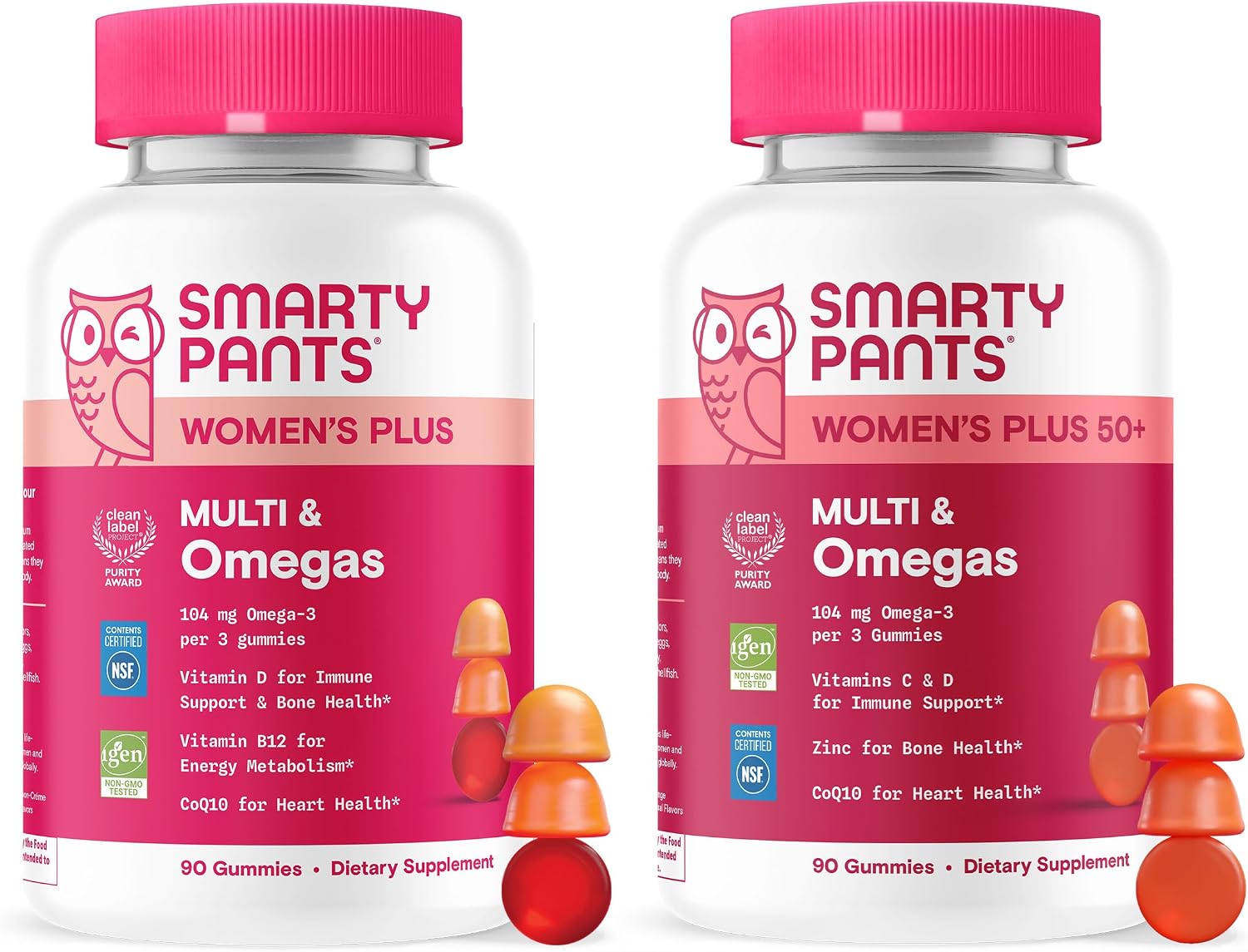 SmartyPants Gominolas Multivitamínicas para Mujeres, Omega 3 DHA/EPA, Metilfolato, CoQ10, Vitamina D3, C, B12, B6, A, K, Zinc, Tres Sabores de Fruta, 90 Gominolas (Suministro para 30 Días)