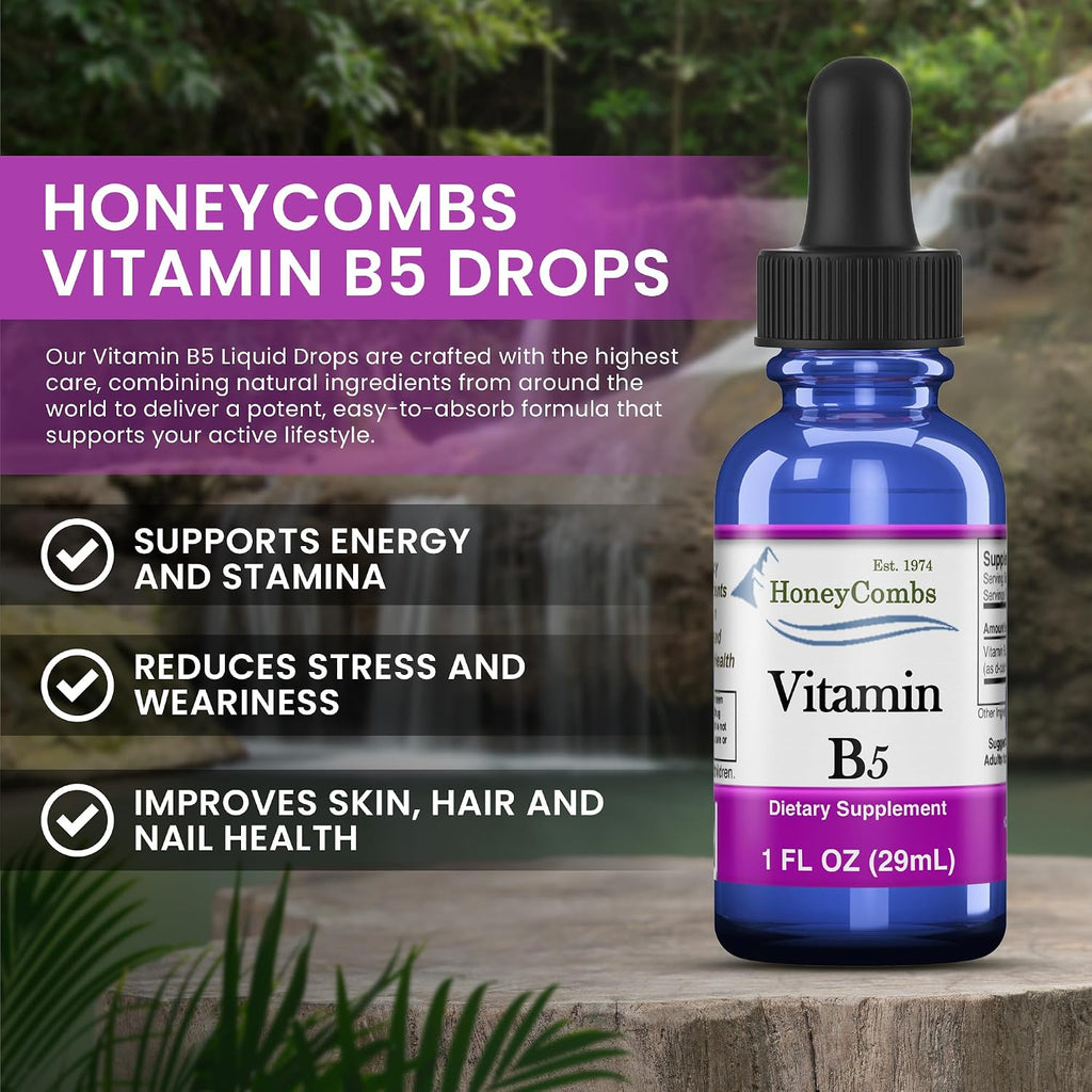 HoneyCombs Gotas Líquidas de Vitamina B5 (Ácido Pantoténico) - 8 oz