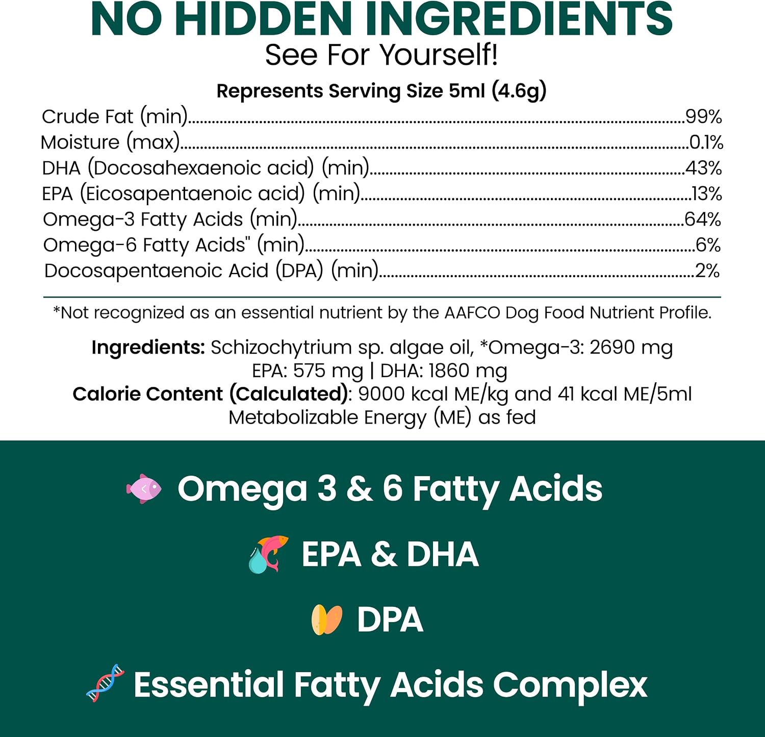 Aceite de Omega 3 Vegano para Perros - 118 ml (4 oz)