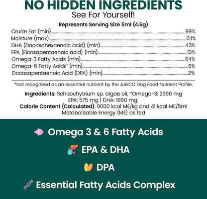 Aceite de Omega 3 Vegano para Perros - 118 ml (4 oz)