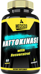 Mecisco Nattokinase con Trans-Resveratrol - 60 Cápsulas - No OGM, Sin Gluten