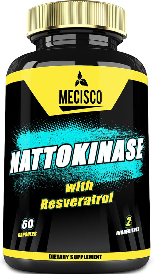 Mecisco Nattokinase con Trans-Resveratrol - 60 Cápsulas - No OGM, Sin Gluten