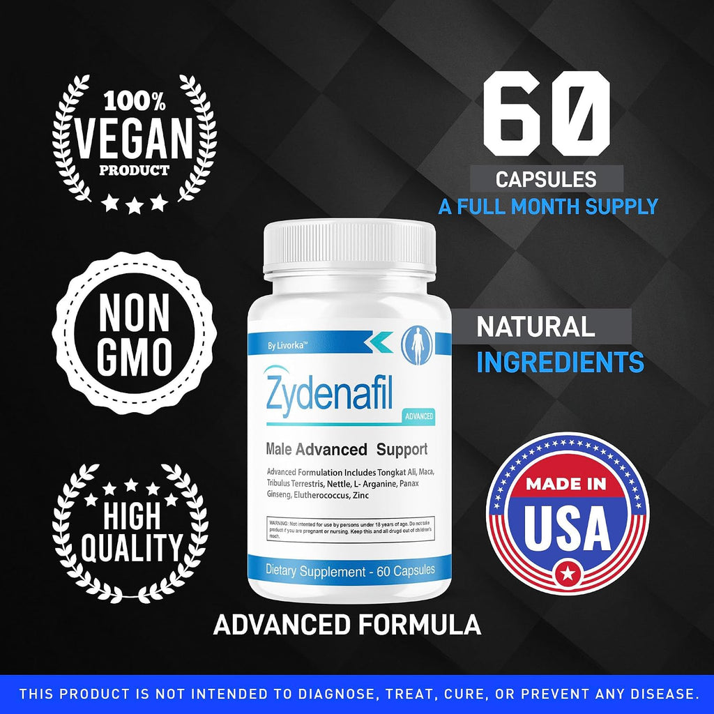 Zydenafil Pills para Hombres – Fórmula Avanzada, 60 Cápsulas