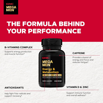 GNC Mega Men Energy & Metabolism Multivitamínico para Hombres | Antioxidantes y Quema de Calorías | 90 Comprimidos – Image 5