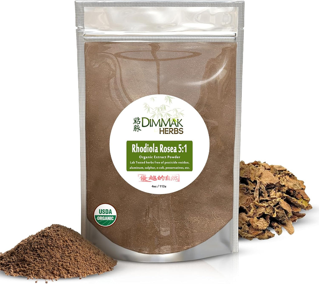 Extracto Orgánico de Rhodiola Rosea 5:1 (Polvo Concentrado de Alta Potencia) - Adaptógeno Formulado por Médico TCM - 113 g (4 oz)