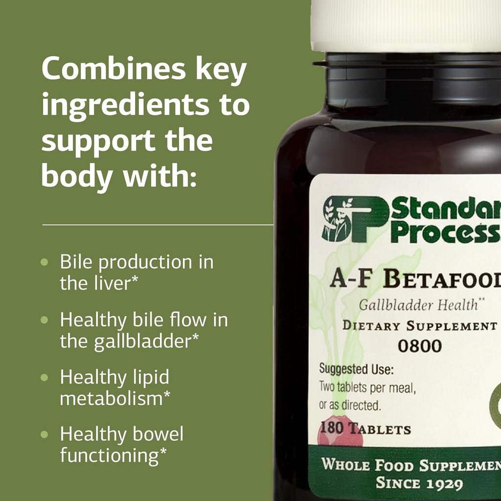 Standard Process A-F Betafood - Apoyo para la Salud Hepática y Biliar con Vitamina A y Ácidos Grasos Esenciales - 180 Comprimidos (90 Dosis)