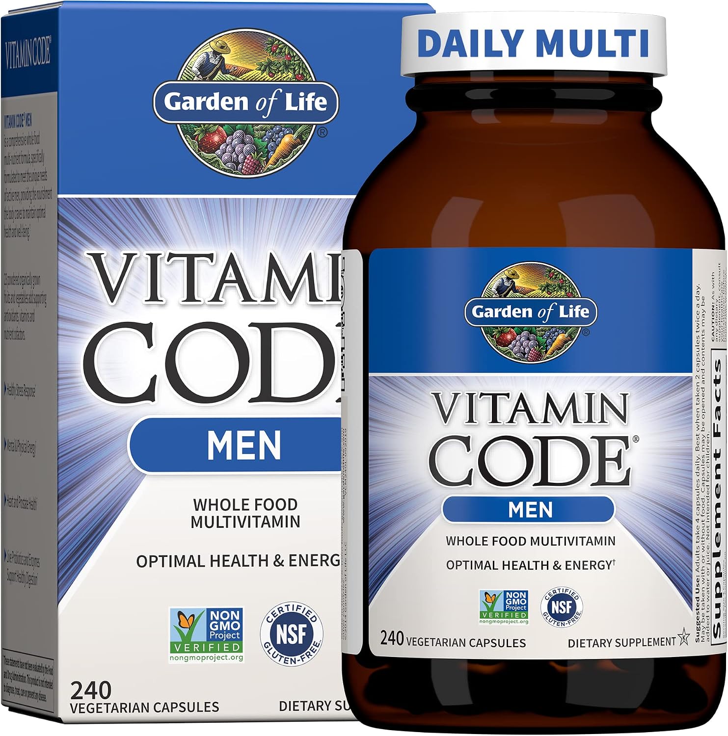 Vitamin Code Men - Raw Whole Food Multivitamin with Probiotics, 240 Capsules