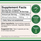 Cápsulas de Semilla de Mimosa Pudica (180 Cápsulas, 3 Meses) 1000mg, Apoyo Digestivo, de Double Wood