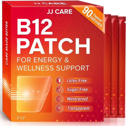JJ CARE Parche de Vitamina B12 (90 Parches) – Parches Transdérmicos Naturales para Energía
