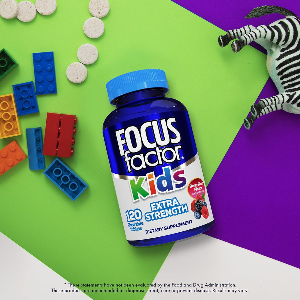 Focus Factor Kids Extra Strength Daily Chewable – 120 Comprimidos Masticables (Paquete de 2)