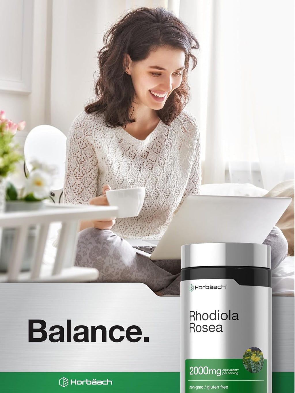 Horbäach Rhodiola Rosea Cápsulas | 180 Cápsulas | Suplemento No GMO, Sin Gluten