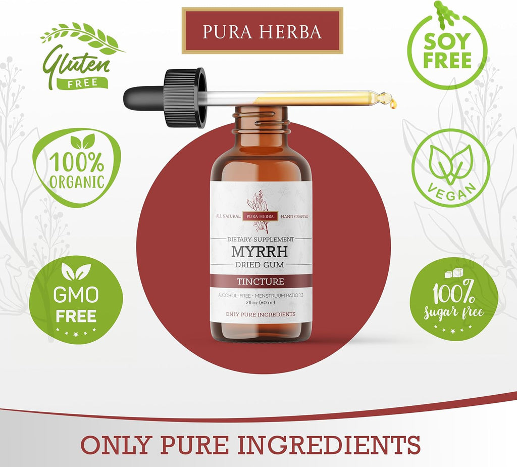 Pura Herba Extracto Líquido Orgánico de Mirra - Tintura sin Alcohol, 60 ml